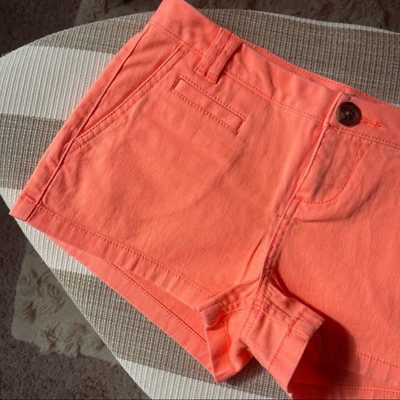 Express neon salmon pink khaki chino short sz 0 NEW - Picture 2 of 9